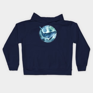 blue moon whale Kids Hoodie